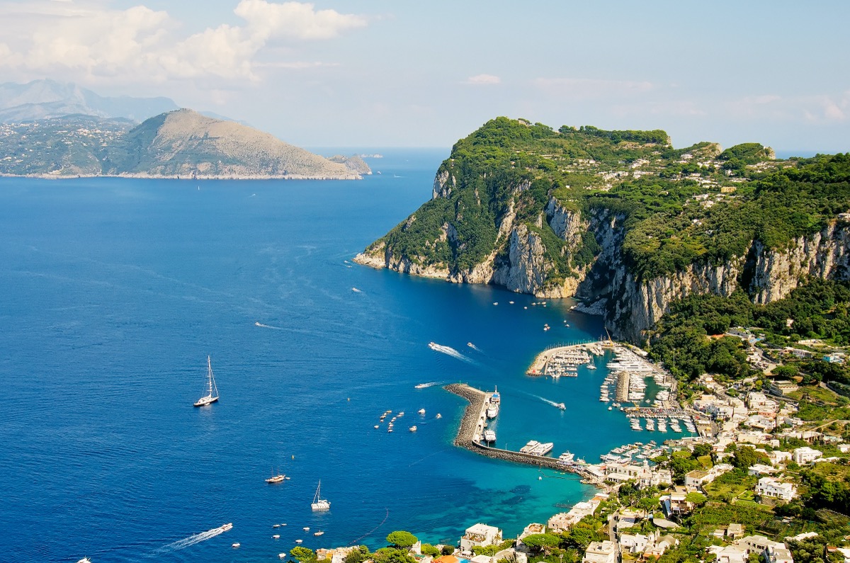 Capri coastline and a small harbour in the Gulf of Naples